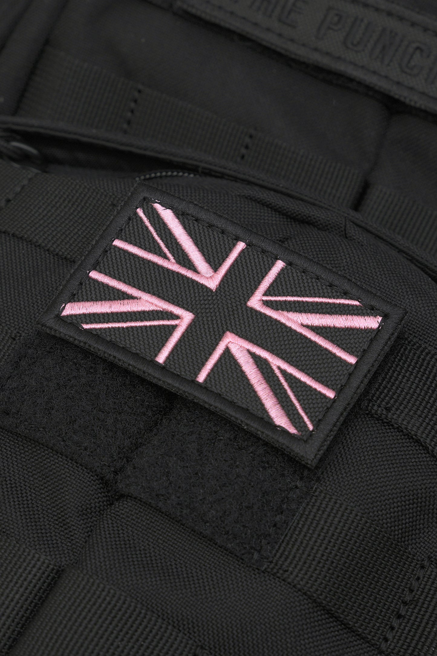 Great British Union Jack Patch Embroidered England Flag Morale, Black and Pink