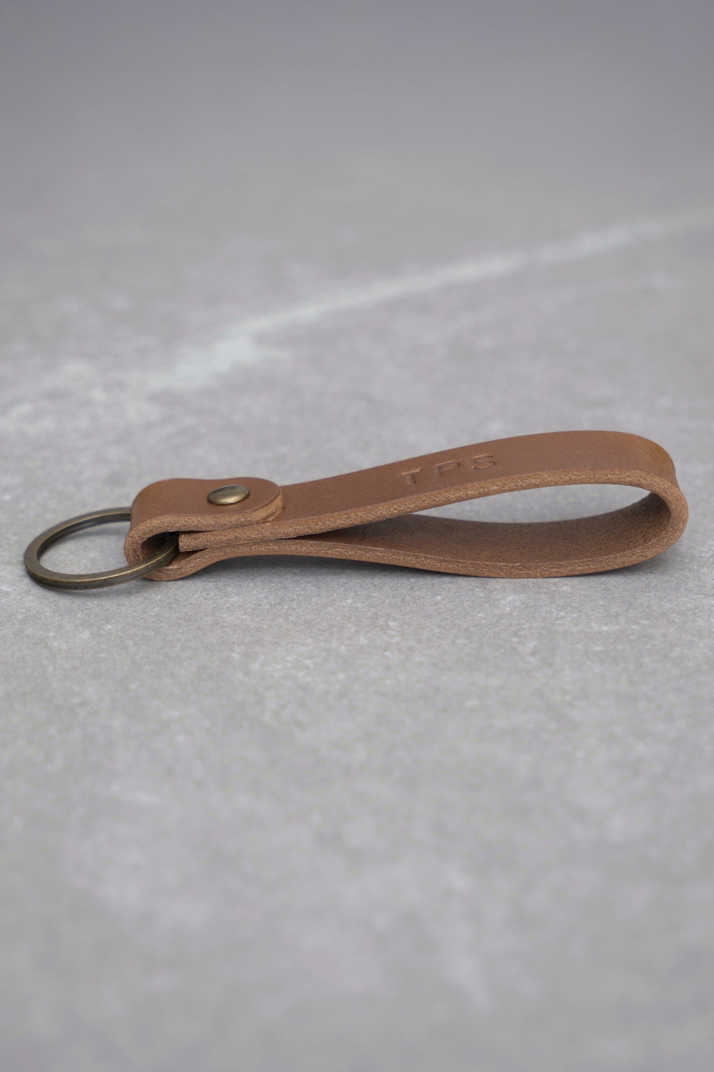 Personalised Leather Keychain Brown, Custom Monogram Key Ring for Men and Women, Handmade in Britain