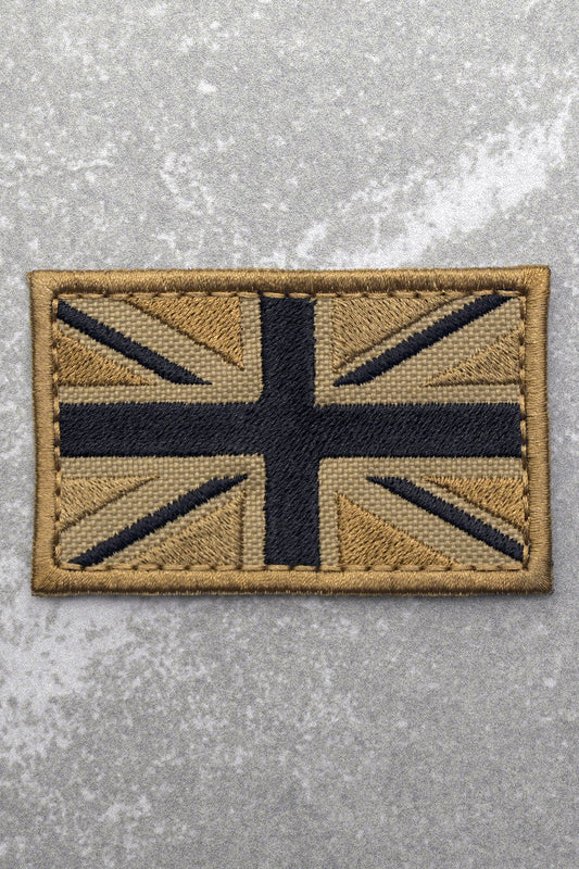 Great British Union Jack Patch Embroidered England Flag Morale, Brown Black and Light Brown