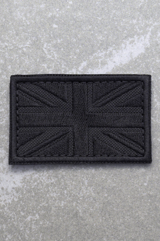 Great British Union Jack Patch Embroidered England Flag Morale, Full Black