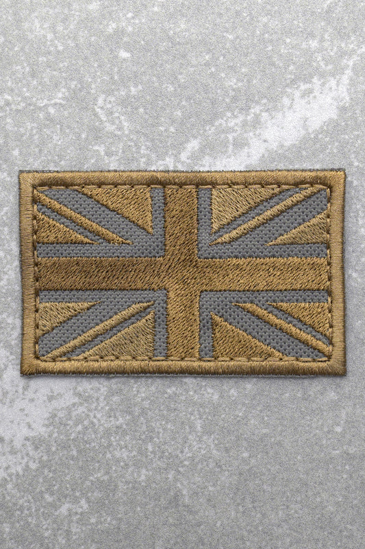 Great British Union Jack Patch Embroidered England Flag Morale, Brownish Grey