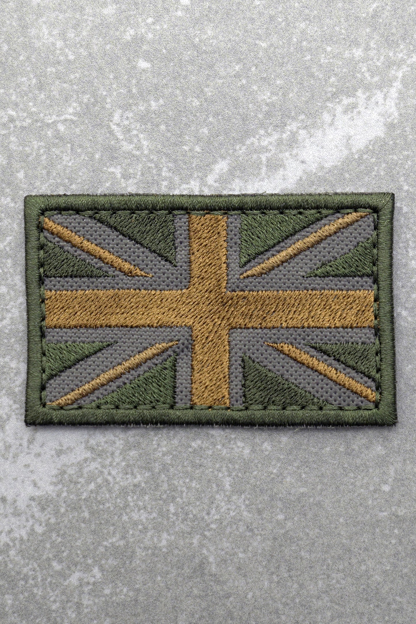 Great British Union Jack Patch Embroidered England Flag Morale, Green Brown and Grey