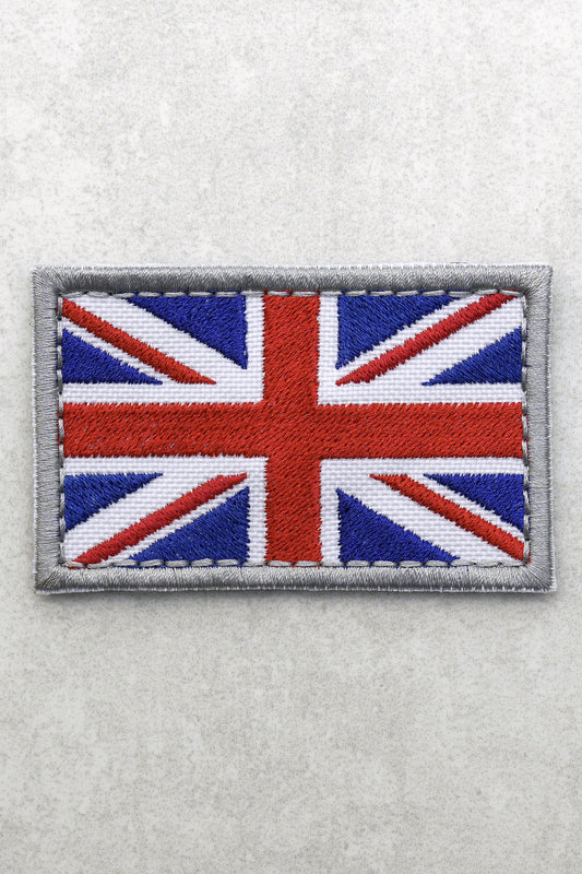 Great British Union Jack Patch Embroidered England Flag Morale, Original Silver