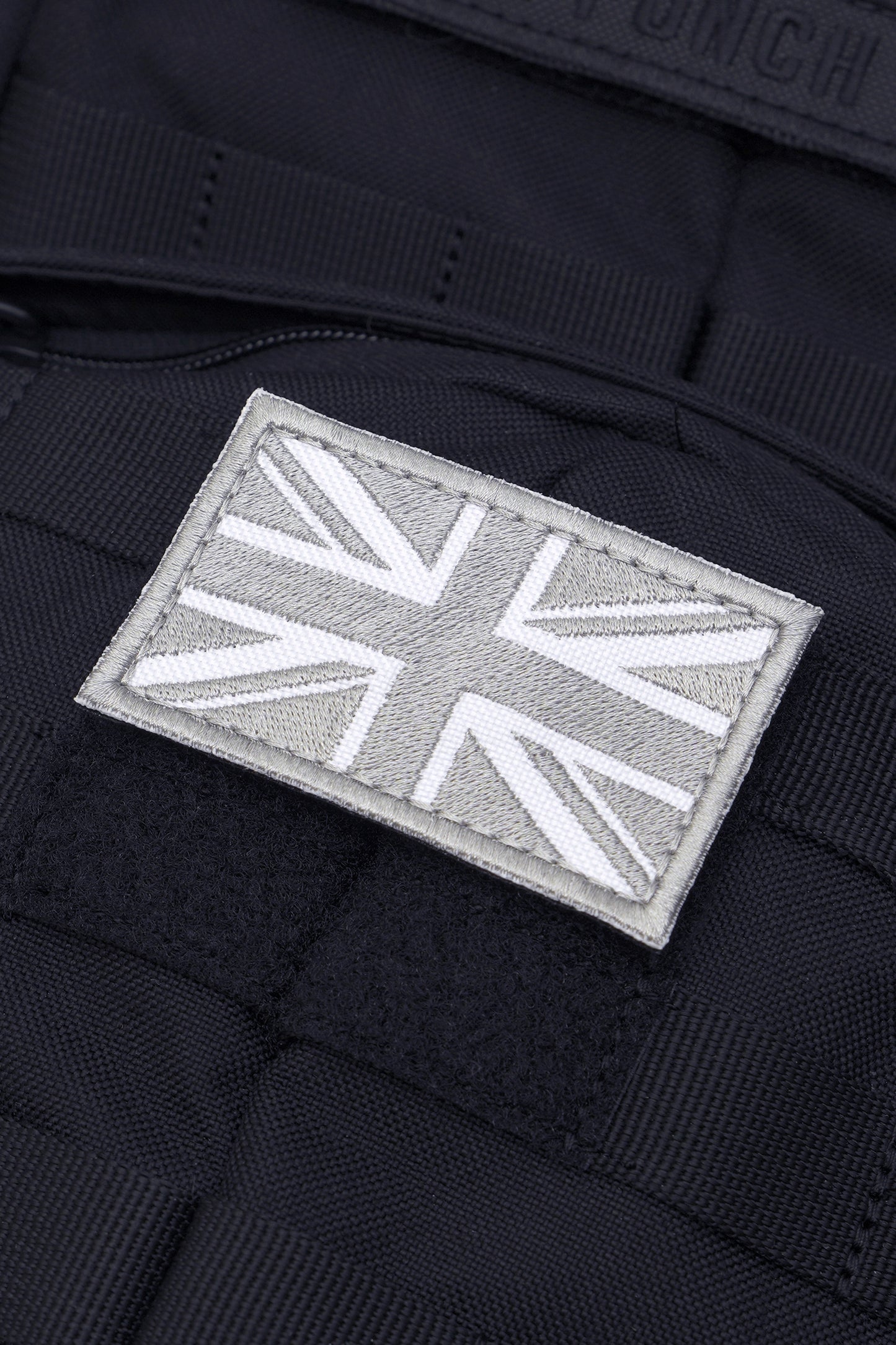 Great British Union Jack Patch Embroidered England Flag Morale, White Silver