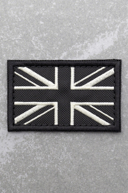 Great British Union Jack Patch Embroidered England Flag Morale, Black and White