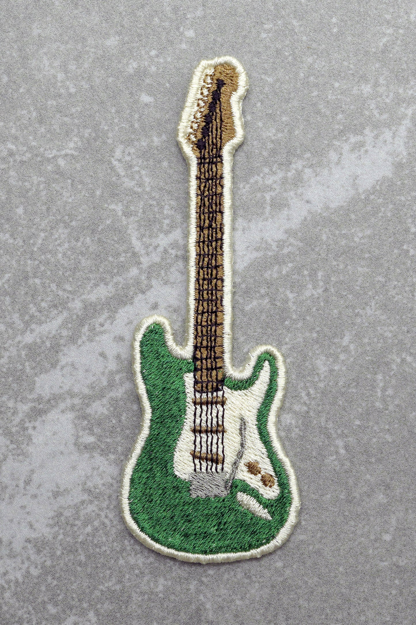 Electric Guitar Embroidered Patch, Iron On Sew On Embroidered Appliqué I, Green