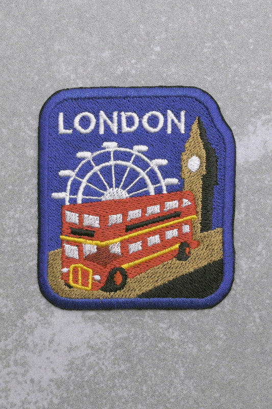 London Travel Patch, England UK Embroidered Patch, Iron On Sew On Embroidered Appliqué