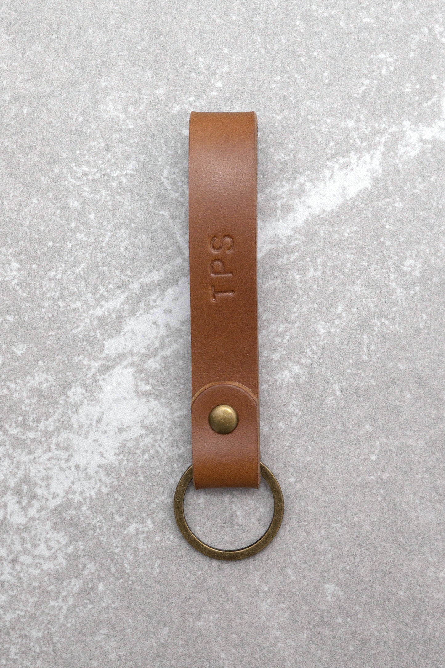 Personalised Leather Keychain Brown, Custom Monogram Key Ring for Men and Women, Handmade in Britain