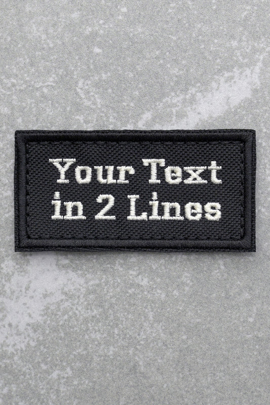 Custom Embroidered Biker Name Tag Tactical Patch, 2 Line, Black