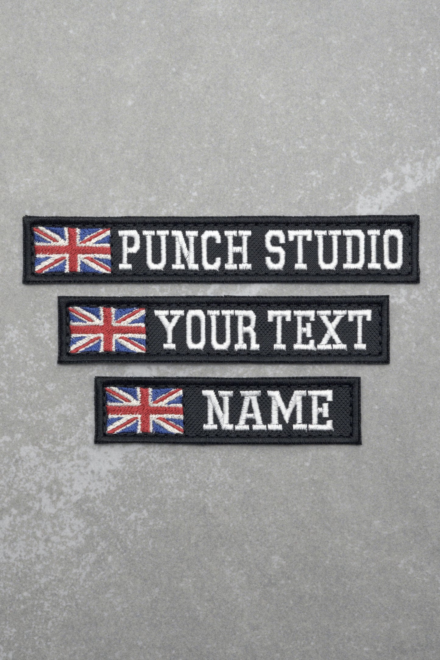 Custom British Personalised Nametapes Military Tactical Embroidery Patch, Black Fabric