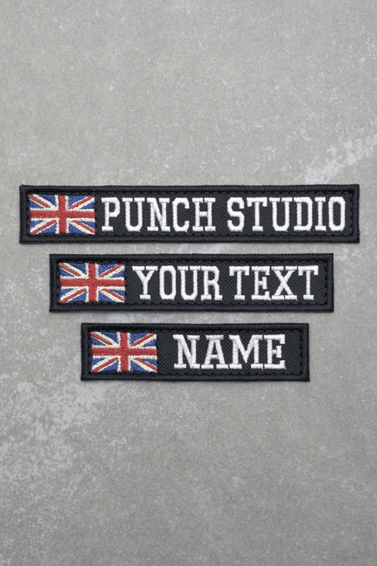 Custom British Personalised Nametapes Military Tactical Embroidery Patch, Black Fabric