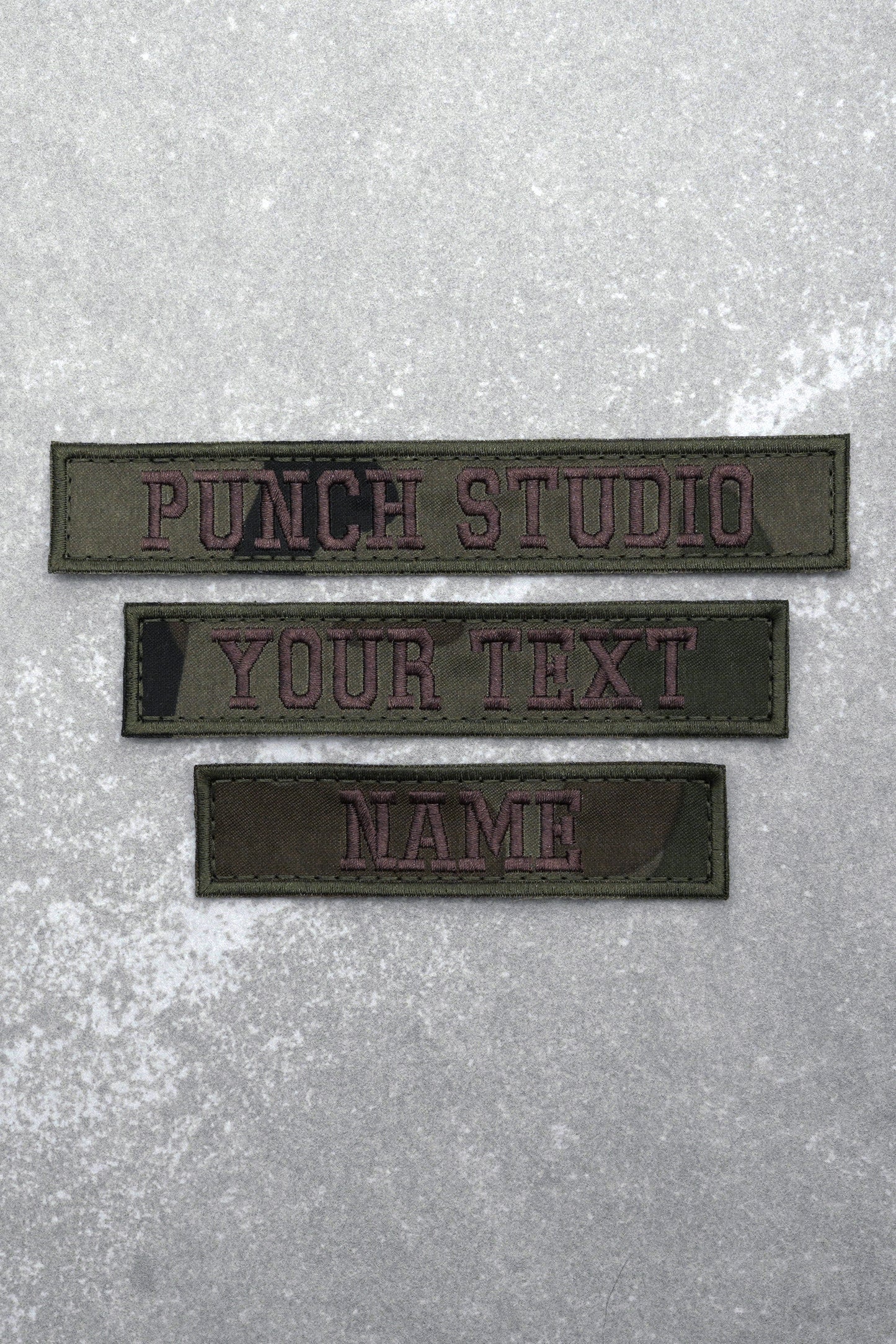 Personalised Military Tactical Nametapes Embroidery Patch, Dark Camouflage Bold