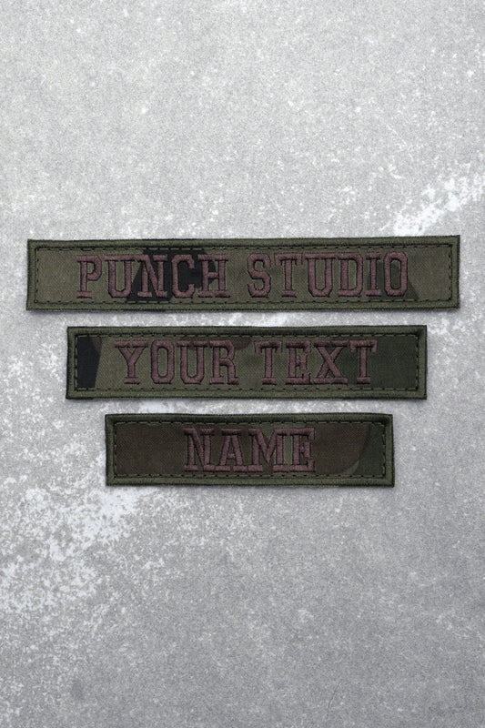 Personalised Military Tactical Nametapes Embroidery Patch, Dark Camouflage Bold
