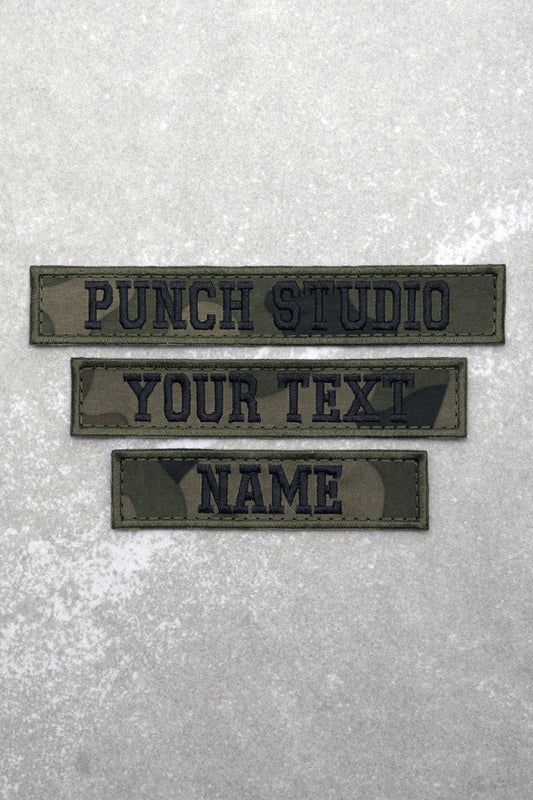 Personalised Military Tactical Nametapes Embroidery Patch, Dark Camouflage Bold