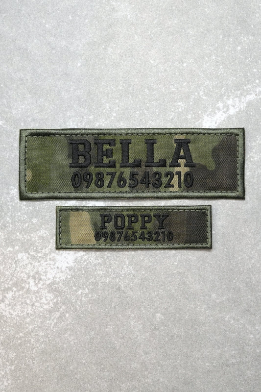 Personalised Name Patch for Military Tactical Dog Harness, Camouflage