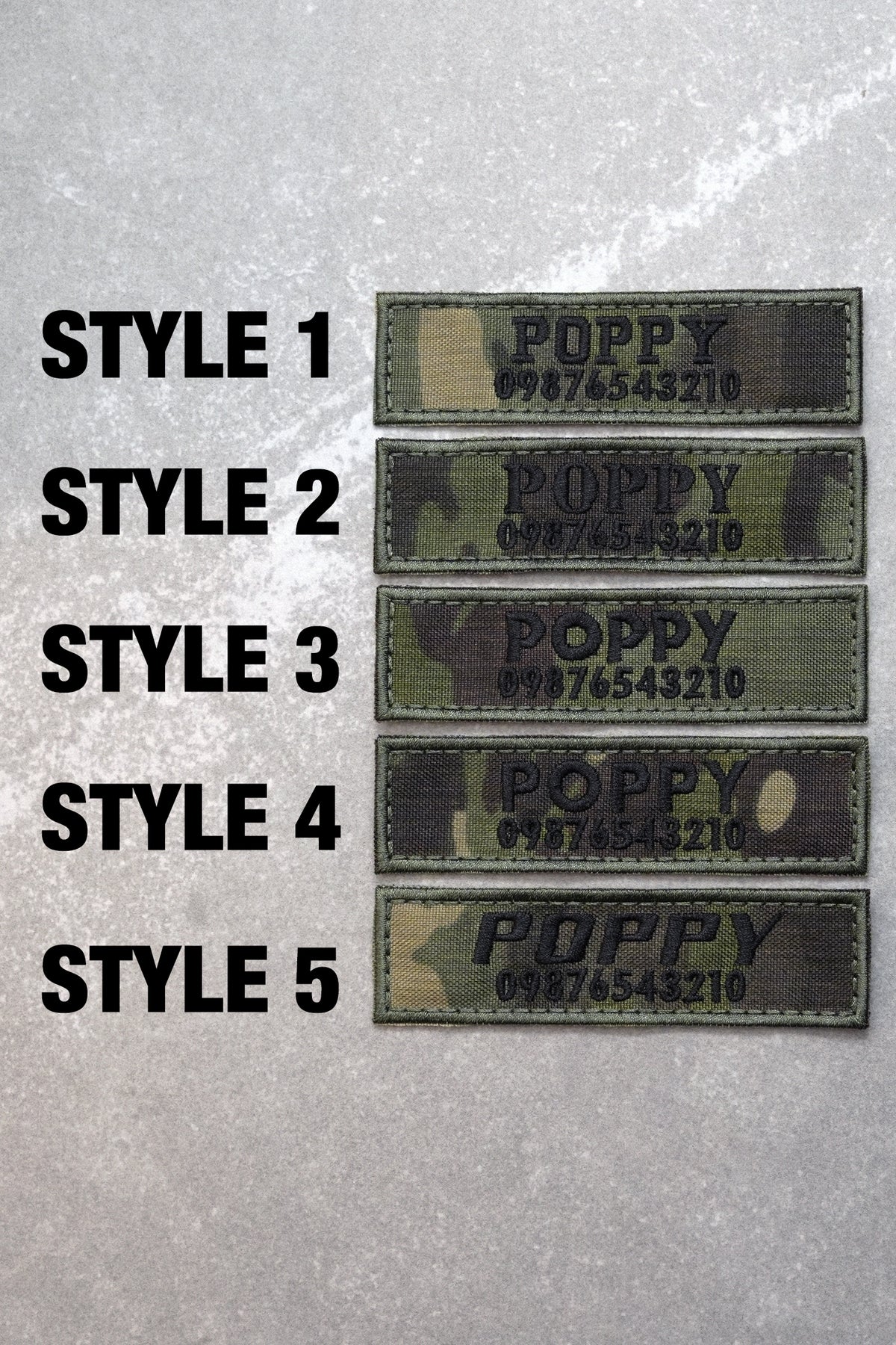 Personalised Name Patch for Military Tactical Dog Harness, Camouflage