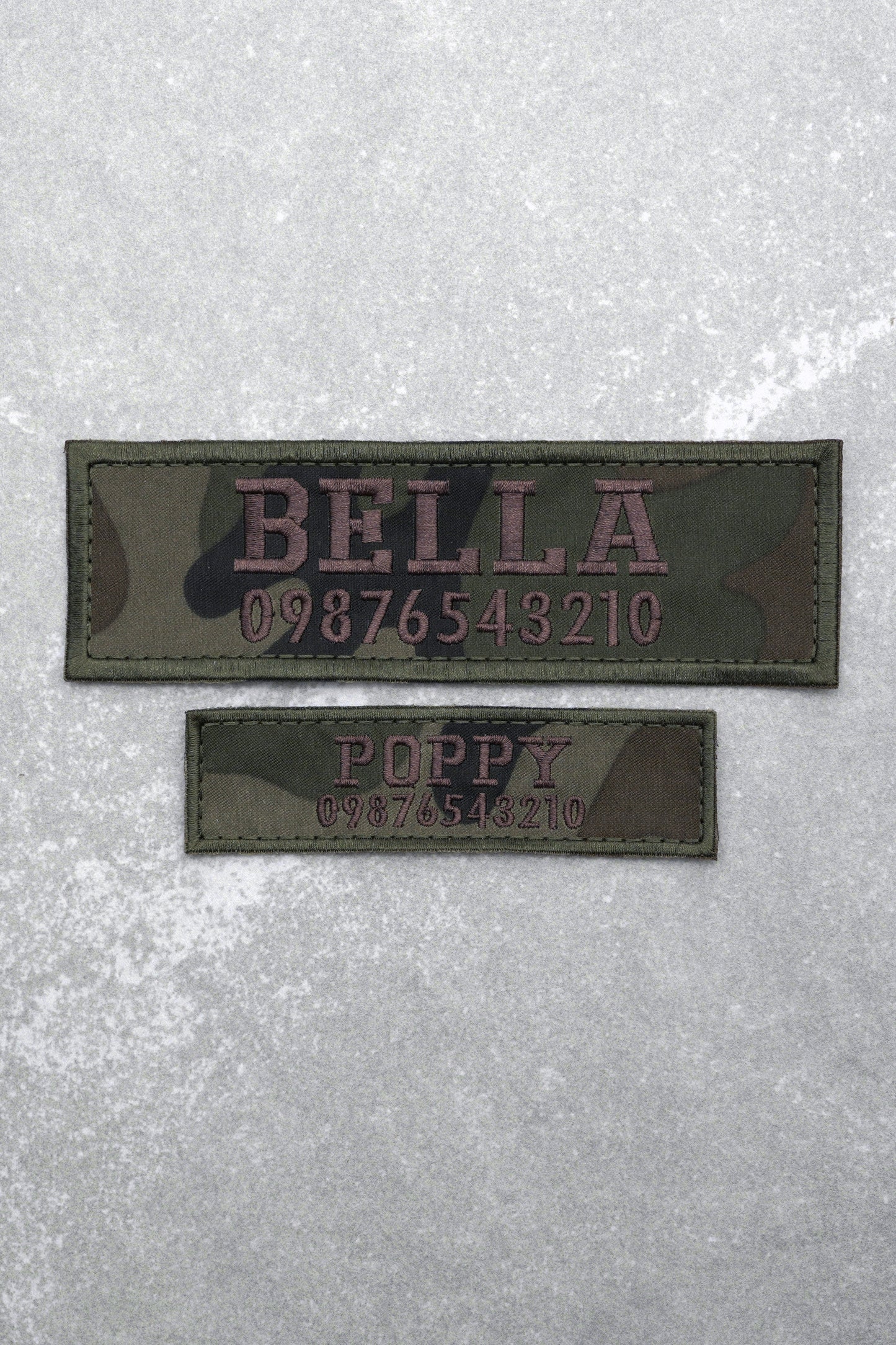 Personalised Name Patch for Military Tactical Dog Harness, Dark Green Camouflage