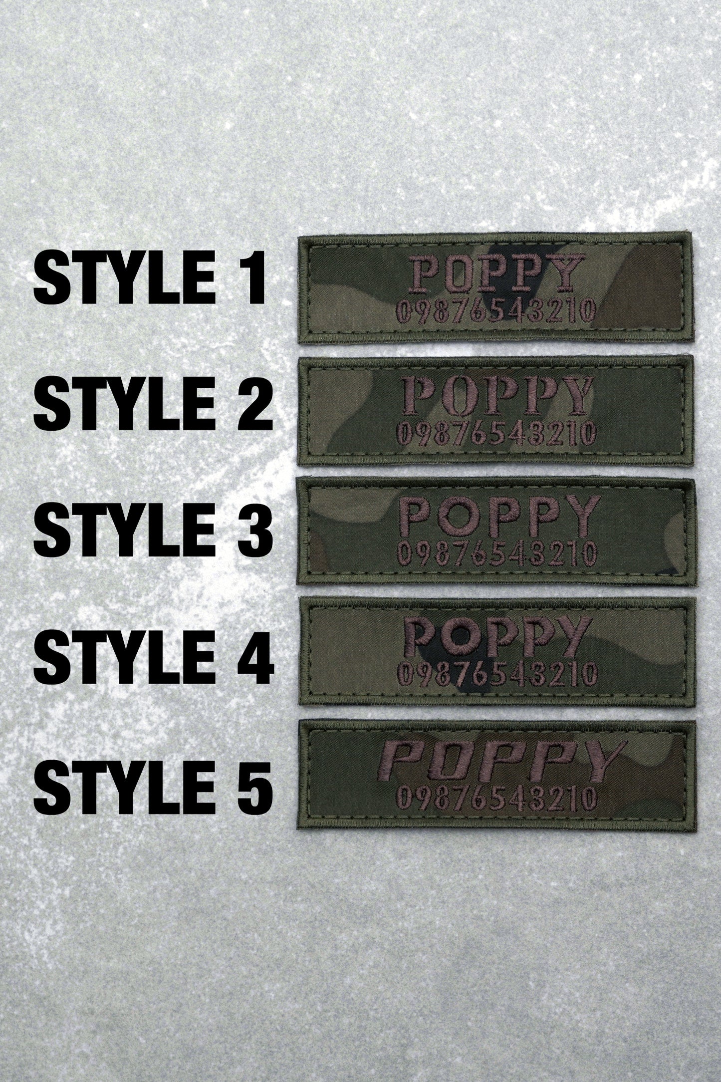 Personalised Name Patch for Military Tactical Dog Harness, Dark Green Camouflage