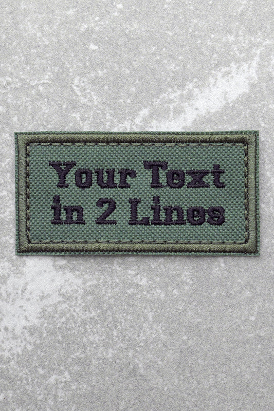 Custom Embroidered Biker Name Tag Tactical Patch, 2 Line, Green