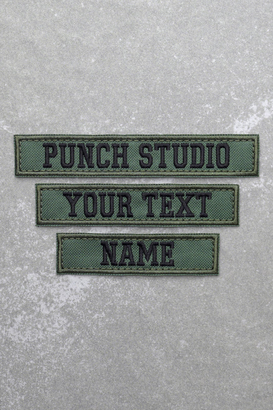 Personalised Military Tactical Nametapes Embroidery Patch, Green Bold