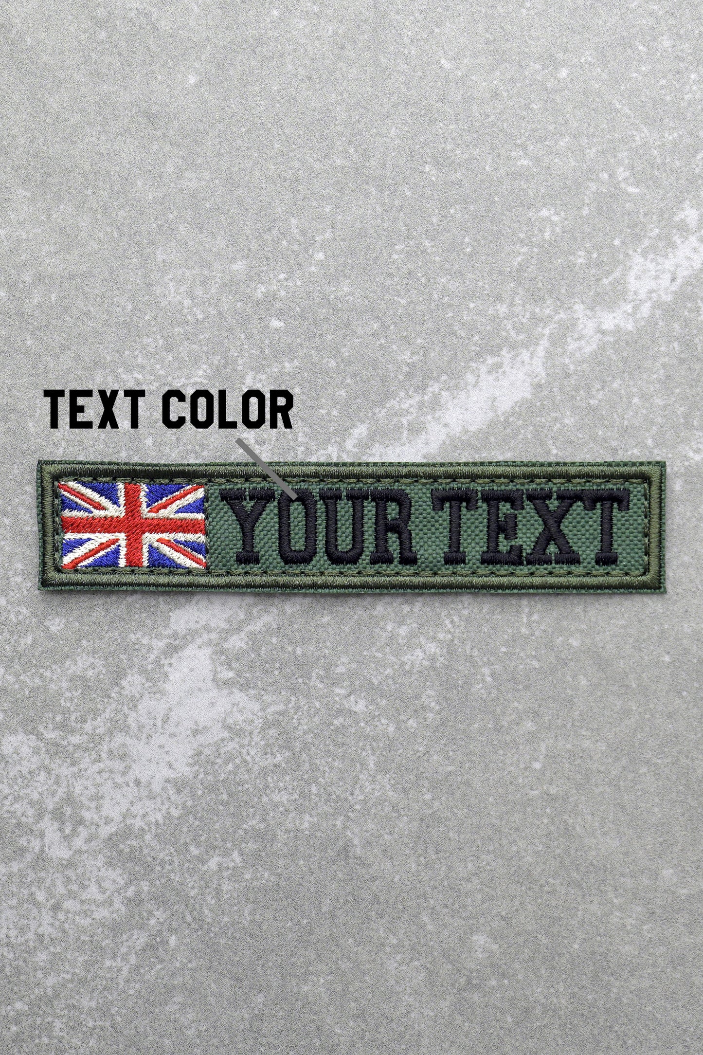 Custom British Personalised Nametapes Military Tactical Embroidery Patch, Green Fabric