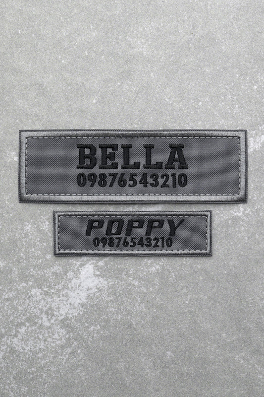 Personalised Name Patch for Military Tactical Dog Harness, Grey