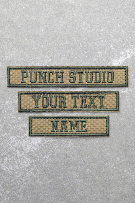 Personalised Military Tactical Nametapes Embroidery Patch, Light Brown Bold