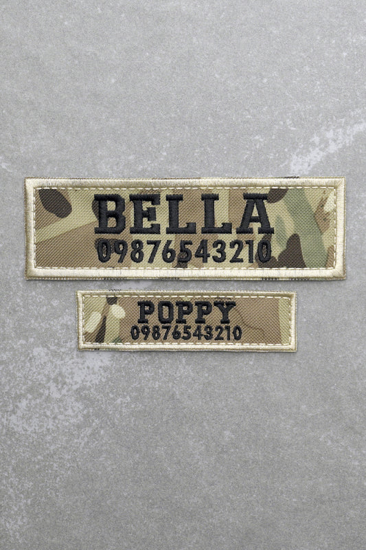 Personalised Name Patch for Military Tactical Dog Harness, Multicam