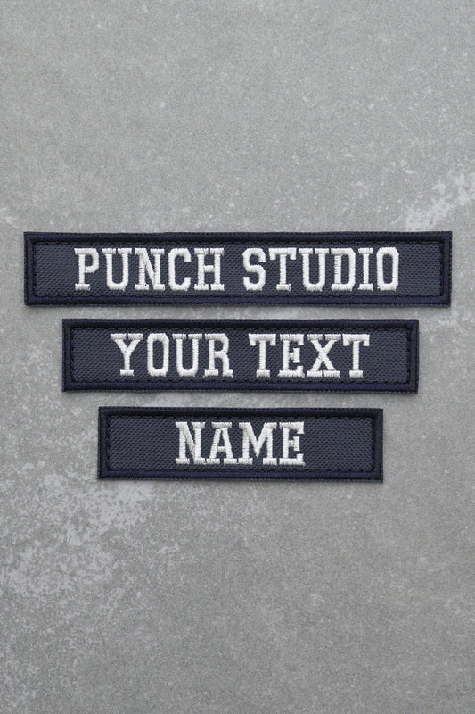 Personalised Military Tactical Nametapes Embroidery Patch, Navy Blue Bold